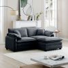 Two-Seater Sofa with One Footrest, L-Shaped 2-Seater Sofa with Ottoman for Small Living Spaces,Grey Corduroy