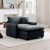 Single Deep Seat Sofa With Footstool With One Pillow, Suitable for Living Room and Bedroom, Club Multiple Occasions,Grey Corduroy