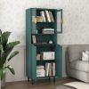Tall Storage Bookcase with 2 Glass Display Door & 2 Doors, Tall Kitchen Pantry Cabinet with Gold Handles