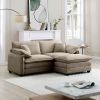 Two-Seater Sofa with One Footrest, L-Shaped 2-Seater Sofa with Ottoman for Small Living Spaces,Tan Corduroy