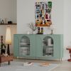 Accent Cabinet Lacquered Wooden Cabinet with 4 Glass Doors Sideboard Buffet Server Cabinet Storage Cabinet, for Living Room, Entryway, Hallway, Office