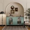 Accent Cabinet Lacquered Wooden Cabinet with 4 Glass Doors Sideboard Buffet Server Cabinet Storage Cabinet, for Living Room, Entryway, Hallway, Office