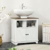 kleankin Pedestal Vanity Cabinet White 2-Door Bathroom Sink Cabinet with Shelves