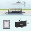 Outsunny Reversible Outdoor Rug, Waterproof Plastic Straw with Carry Bag, 8' x 10', Blue & White Gourd Border
