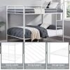 Full Over Full Bunk Bed, Heavy Duty Metal Bunk Bed Frame with Built-in Ladder and Safety Guard Rail, Low Metal Bunk Bed Frame for Kids