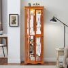 Lighted Glass Curio Display Cabinet,Display Cabinet,Glass Storage Cabinet Glass Wine cabinet Wood Frame Toy Display for Living Room, Kitchen