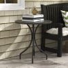 Outsunny Rustic Garden Accent: Distressed Gray Round Steel Slat-Top Side Table for Outdoor Oasis