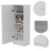 Della 60 Kitchen Pantry with Countertop; Closed & Open Storage -White