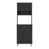 Della 60 Kitchen Pantry with Countertop; Closed & Open Storage -Black
