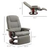 HOMCOM Adjustable Swivel Recliner Armchair, Faux Leather Manual Recliner with Footrest, Armrest and Wood Base for Living Room, Gray