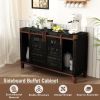 Farmhouse TV Stand for 55 inch TV, 30' Tall Industrial Media Entertainment Center with Sliding Barn Doors