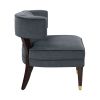 Elegant Style Accent Chair Dark Gray Velvet Upholstery Barrel-Back Solid Wood Luxury Living Room Furniture 1pc