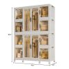 Portable Wardrobe Closet Storage Organizer for Clothes,Clothes Dresser,12 Magnetic Doors-12 Cubes & 2 Hanging Rod,Baby Wardrobe Storage Cabinet,White