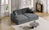 86.5" Oversized Loveseat Chaise Lounge Sectional Sofa Bed Corduroy Sleeper Sofa with Two USB Ports