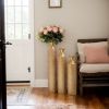 Metal decorative vases High distress metal center vases with growing vine patterns, set of 3 vases for home decoration 34 ", 29 ", 25 "H, gold
