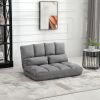HOMCOM Folding Upholstered Couch Bed Gray Convertible Floor Sofa Chair Metal Frame Pillows