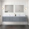 Dark Grey Double Bath Vanity 84 in. W x 22 in. D, Carrara Marble Top, and Faucet Set