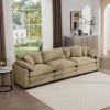 Mid-Century Modern Sectional Sofa 3-Seater Sectional Sofa with 2 Arm Pillows and 3 Pillows, Living Room Sectional Tan Corduroy Fabric