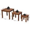 Outsunny 3PC Acacia Wood Nesting Table Set Outdoor Multi-Functional Patio Side Tables