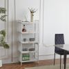 5-layer multifunctional storage cabinet with cabinet door kitchen bread rack pantry storage cabinet  microwave rack storage rack study  living room be
