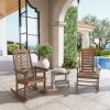 Outsunny 2 Pieces Outdoor Rocking Chairs, HDPE Patio Rockers with 28" High Back, Wide Armrests for Porch Backyard, Brown