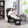 HOMCOM Swivel Recliner with Ottoman, PU Leather Reclining Chair with Footrest, for Living Room, Bedroom, Black