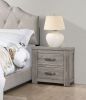 Bedroom Furniture Rustic Light Grey Simple 1pc Nightstand 2-Drawers Bed Side Table Solidwood