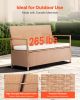 Outdoor Storage Bench PE Rattan 70Gal Deck Box Waterproof Outdoor Seat & Storage
