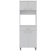 Della 60 Kitchen Pantry with Countertop; Closed & Open Storage -White