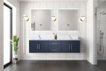 Navy Blue Double Bath Vanity 72 in. W x 22 in. D, Cultured Marble Top, and Faucet Set