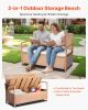 Outdoor Storage Bench PE Rattan 70Gal Deck Box Waterproof Outdoor Seat & Storage