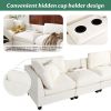 U-style Upholstered Modular Sofa with Removable Storage Ottoman, 2 hidden cup holders