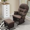 HOMCOM Nursery Glider Rocking Chair with Ottoman Thick Cushion Comfort Brown Wood Base