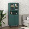 Tall Storage Bookcase with 2 Glass Display Door & 2 Doors, Tall Kitchen Pantry Cabinet with Gold Handles