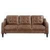 Brown Polished Microfiber Upholstered 1pc Sofa Button Tufted Contoured Arms Solid Wood Frame Couch Casual Living Room Furniture