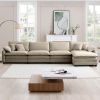 Corduroy Sofa Modern Upholstered 4 Seater with with 1 Footstool Corduroy Fabric Sofa,Office Living Room Apartment Comfort Sofa