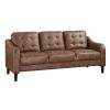 Brown Polished Microfiber Upholstered 1pc Sofa Button Tufted Contoured Arms Solid Wood Frame Couch Casual Living Room Furniture