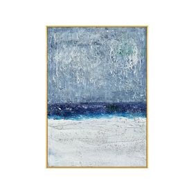 Abstract Blue White Landscape Canvas Posters Handmade Golden Wall Pictures for Living Room Bedroom Aisle Scandinavian Home Decor (size: 75x150cm)