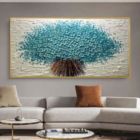 Large original oil painting blue flower decorative painting living room painting natural home decoration handmade painting (Style: 01, size: 100x200cm)