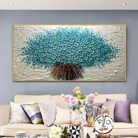 Large original oil painting blue flower decorative painting living room painting natural home decoration handmade painting (Style: 01, size: 120x240cm)