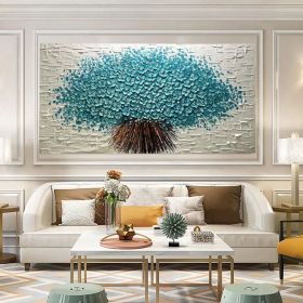 Large original oil painting blue flower decorative painting living room painting natural home decoration handmade painting (Style: 01, size: 60x120cm)