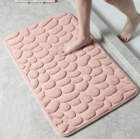 3D Non Slip Bathroom Mat Cobblestone Embossed Bath Mats (Color: Pink, size: 50*80)
