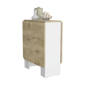 Detroit Folding Table with Expandable Design in Three Forms (Material: Manufactured Wood, Color: White / Macadamia)