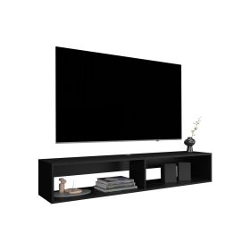Lakes TV Stand with 2 Shelves (Color: Black)