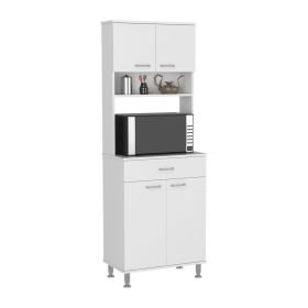 Helis Pantry Double Door Cabinet, One Drawer, Four Legs, Three Shelves (Color: White)