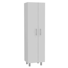 Bacoa Cleaning Cabinet with Five Shelves and Broom Hangers (Color: White)