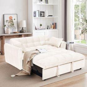64.9"3-in-1 foldable large size sofa bed, modern velvet double sofa, sofa bed with adjustable back, storage bag and pillow, suitable for living room (Color: as Pic)