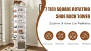 Rotating Shoe Rack Tower, 7-Tier Spinning Shoe Rack, Free Standing 360° Revolving Shoe Organizer