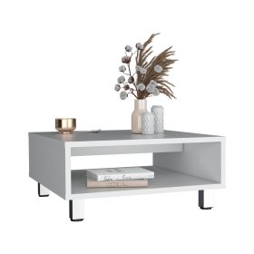 Chiniak Coffee Table, 1 shelf, 4 legs (Color: White)