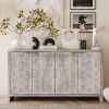 Accent Cabinet Farmhouse Style 4 Door Wooden Cabinet Sideboard Buffet Server Cabinet Storage Cabinet, for Living Room, Entryway, Hallway, Office